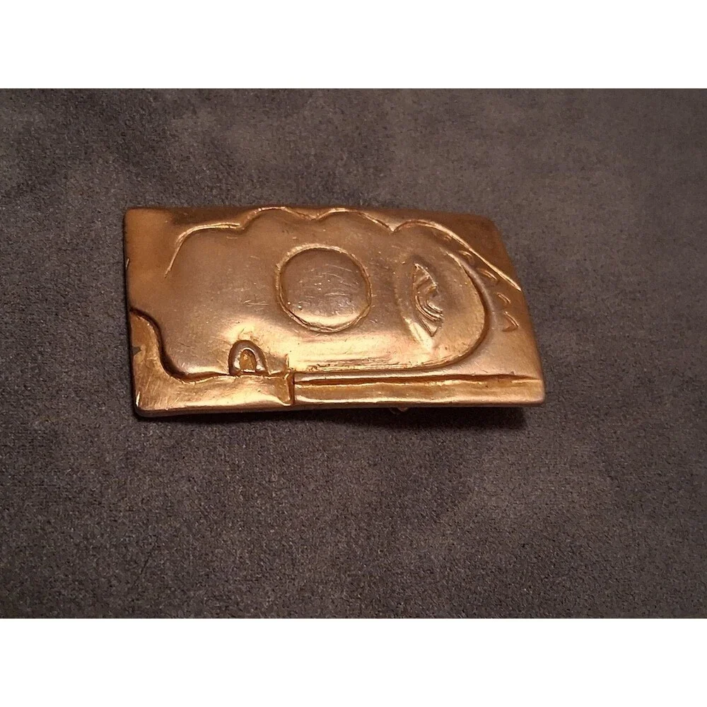 Vintage Abstract Modernist Metal Brooch Unique Cubist Design